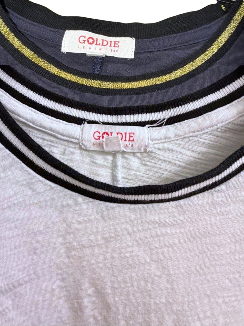 Goldie Tipped Ringer Tees - 2 for 1. Size Small. Retail $110 each!